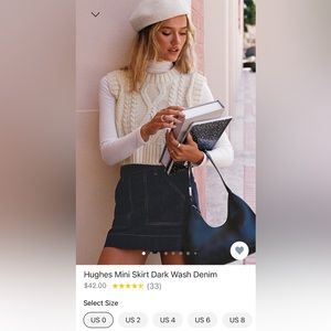 Dark wash denim mini skirt